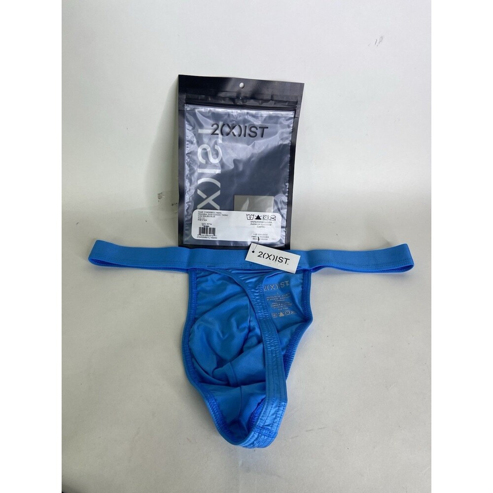 2xist Sexy Sliq Classic Thong Underwear Malibu Blue Mens Size L - Picture 2 of 5
